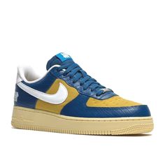 Brand: Nike Style: Nike Air Force 1 Low Sp Color: Blue, Gold, White Euro Size: 42 Us Size: Men's 8.5 / Women's 10 Closure: Lace Up New In Box Sold As Pictured ( Please See Images For More Details ) ( Please Check On Brand's Website For More Details On Proper Fitting ) -30 Day Returns On Unused/Unworn Items By Buyer (Must Return In Original Unused Condition In Order To Receive Refund) -100% Authenticity Guaranteed -Items Ship Within 1-2 Business Days -Please Contact Us Regarding Any Issue Or Conc Blue Running Shoes With Contrast Sole For Streetwear, Blue Synthetic Sneakers With Gum Sole, Blue Basketball Shoes With Rubber Waffle Outsoles For Streetwear, Blue Sneakers With Rubber Waffle Outsoles, Yellow Low-top Running Shoes With Contrast Sole, Blue Synthetic Sneakers With Rubber Waffle Outsoles, Yellow Running Shoes With Contrast Sole And Round Toe, Yellow Running Shoes With Contrast Sole For Sports, Yellow Running Shoes With Contrast Sole