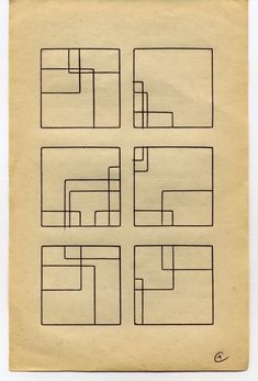 an old piece of paper with squares and rectangles drawn on it