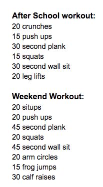 an image of a workout plan for the week