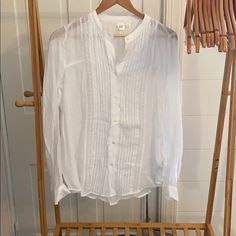 Pretty Detailing On This One! It Is Sheer So You Would Want A Cami Underneath This One. Size Medium, Nwot White Button Down, Gap, Button Downs, Button Down Shirt, Womens Tops, White, Women Shopping, Color