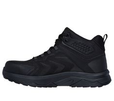 Gear up with comfort and protection wearing Skechers Work : Speed-Flex Trekker. This slip-resistant high-top lace-up features a synthetic and mesh upper with a carbon nano toe, Skechers Air-Cooled Memory Foam insole, and Goodyear Rubber Outsole. | Skechers Men's Work: Speed-Flex Trekker Boots | Wide Width | Carbon Nano Toe meets ASTM F2413 impact & compression standards | Electrical Hazard (EH) safe design tested ASTM-F2413 | Slip-resistant under wet & dry conditions (ASTM F3445) | Skechers Air-Cooled Memory Foam cushioned comfort insole | Goodyear Rubber Outsole delivers enhanced traction, stability and durability | Synthetic and mesh upper | Lace-up high-top athletic work design | 1 1/4-inch heel | Skechers High-top Impact Resistant Waterproof Boots For Streetwear, Slip-resistant Synthetic Waterproof Boots For Streetwear, Sporty Breathable Lace-up Work Boots, Sports Mid-top Sneakers With Reinforced Toe, High-top Synthetic Sneakers For Outdoor Work, Slip-resistant High-top Synthetic Hiking Boots, Sporty High-top Work Boots For Sports, Sporty Waterproof Boots For Streetwear With Impact Resistance, Sporty Impact Resistant Waterproof Boots For Streetwear