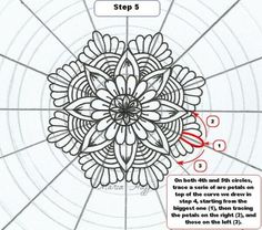 the instructions for how to draw an intricate flower