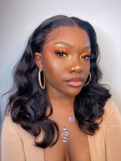 Yellow Eyeshadow Black Women, Orange Eyeshadow Black Women, Yellow Eyeshadow Looks Black Women, Orange Eyeshadow Looks Black Women, Gold Eyeshadow Looks Black Women, Dark Skin Makeup Looks Eyeshadows, Yellow Makeup Looks Black Women, Orange Makeup Looks Black Women, Orange And Yellow Eyeshadow