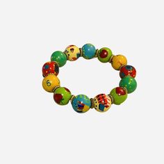 Angela Moore Teachers Pet Bracelet Beaded Stretch Hand Painted Beads Classroom | eBay Multicolor Metal Beaded Bracelets, Multicolor Wooden Beaded Bracelets, Adjustable Large Beaded Bracelets For Fashion, Green Beaded Jewelry As Fashion Accessory, Casual Multicolor Large Beaded Bracelets, Casual Multicolor Spacer Beads Jewelry, Casual Multicolor Bracelets With Large Beads, Multicolor Metal Beaded Jewelry, Casual Multicolor Jewelry With Spacer Beads