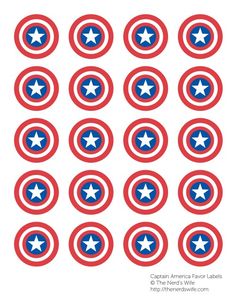 the captain's shield pattern is shown in red, white and blue with stars