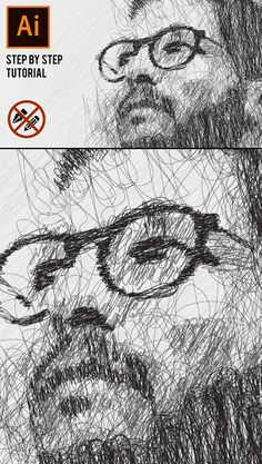 an image of a man with glasses in the process of drawing