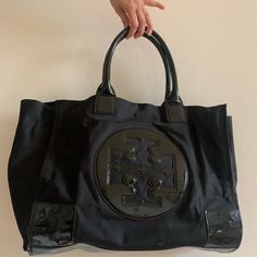 Black Tote Bag, Lots Of Space, Easy To Wear Around The Shoulder And Use As A Purse! Tory Burch Bags, Tory Burch Bag, Black Tote, Black Tote Bag, Fjallraven Kanken Backpack, Tory Burch, Bag Lady, Purse, Tote Bag