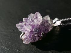 large amethyst crystal pendant silver, amethyst flower silver necklace, February birthstone gift for men, one of a kind women's gift Statement sized amethyst druzy crystal pendant resembling a flower or starburst. Handmade from sterling silver. Perfect to be worn every day alone or layered with other necklaces.  Amethyst is a February Birthstone and a traditional gift for your 4th, 6th and 17th anniversary. > overall pendant length is 42.5mm (1.67 inches) including the bail > sterling silver set Amethyst Crystal Pendant Gift, Silver Amethyst Gemstone Crystals, Silver Amethyst Crystals, Silver Amethyst Crystals With Gemstone Details, Silver Amethyst Crystals As A Gift, Spiritual Silver Amethyst Crystal Necklace, Handmade Silver Amethyst Crystals, Silver Amethyst Crystals For Jewelry Making, Silver Amethyst Crystals For Spiritual Purposes