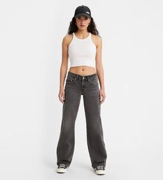 Low Loose Women's Jeans - Black | Levi's® US Low Rise Baggy Jeans Outfit, Black Boyfriend Jeans, Alledaagse Outfit, Black Levi Jeans, Low Rise Baggy Jeans, Baggy Jeans Outfit, Wish Me Luck, Low Waist Jeans, Black Levis