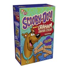 scooby dog baked graham cracker sticks are shown in this advertisement for the company