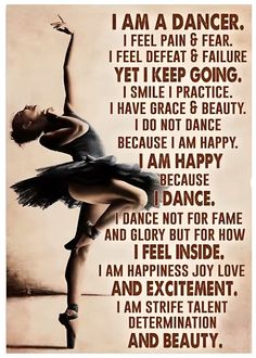 a poster with the words i am a dancer and an image of a ballerina