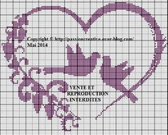 a cross stitch pattern with a heart and flowers