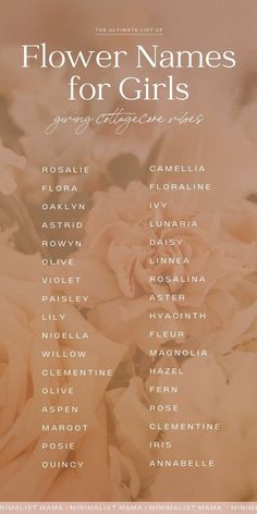 the flowers names for girls are shown