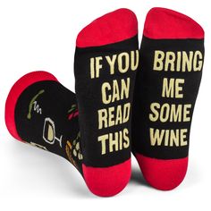 Buy On Amazon Wine not say it with socks? These luxurious dress socks are super soft and comfy, with a fun design featuring corks, wine openers, bottles, glasses and more. The bottom of the socks features a funny message written in non slip ink: “If You Can Read This, Bring Me Some Wine.” Great for wine lovers and aficionados, wine tasting favors, birthdays, Christmas, graduation, Mother’s Day, Valentines Day or any holiday occasion. The wine enthusiast in your life will be sure to love them! La Women Stocking Stuffers, Best Amazon Gifts, Novelty Gifts For Men, Wine Socks, Mens Novelty Socks, Christmas Gifts For Couples, Socks For Men, 50th Birthday Gifts, Funny Socks