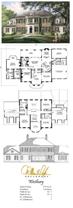 two story house plans with large windows and lots of room