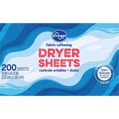 frigy fabric softening dryer sheets, 20 x 6 in, blue