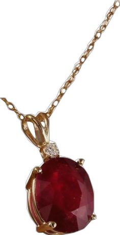 Classic Red Pendant Necklace, Formal Round Diamond Necklace With Gemstones, Classic Yellow Gold Ruby Necklace, Classic Red 14k Gold Necklace, Classic Ruby Necklaces For Formal Occasions, Classic Ruby Necklace In Yellow Gold, Formal Red Diamond Cut Necklace, Ruby Necklace With Brilliant Cut, Red Diamond Cut Necklace For Formal Occasions