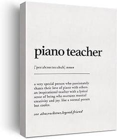 a white book with the words piano teacher on it