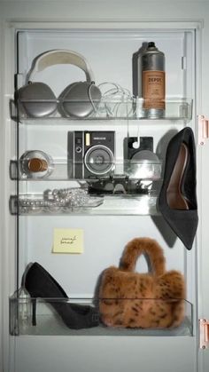 the closet is filled with shoes, hats and other items to keep your belongings organized