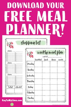 the free meal planner with text overlay