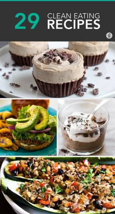 the cover of 29 clean eating recipes, including cupcakes and other desserts