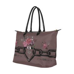 This is part of our Goth Collection. Our best selling tote that offers more than enough room for travel, work or witching.ITEM DETAILS: 14.46 oz. Made from durable oxford fabric Graphic design is printed Metal button closure. Easy to open and close the bag Dimensions: 15" (L) x 7" (W) x 11.4" (H) x 7.6" (Handle) 38.1 cm (L) x 17.78 cm (W) x 28.95 (H) x 19.30 (Handle) Large capacity. It contains 1 main large compartment with a small zipper pocket and two open pockets. Gothic Brown Bag For Everyday Use, Gothic Brown Bag, Gothic Rectangular Shoulder Bag For Travel, Witchy Bag, Witchy Clothing, Heart Tote Bag, Witchy Goth, Goth Style, Travel Work