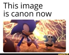 sonic the hedgehog and other cartoon characters with caption that reads, this image is canon now