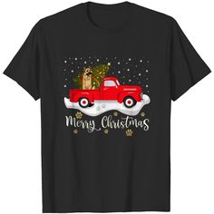 Red Truck Merry Christmas Tree German Shepherd T-shirt Truck Christmas Shirt, Merry Chistmas, Christmas Tree Truck, Merry Christmas Tree, Funny Santa, Vintage Tree, Red Truck, Christmas T Shirt, Christmas Shirt