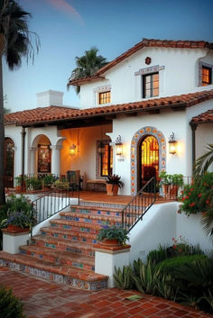 a house with steps leading up to the front door