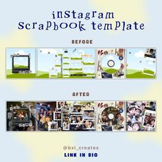 the instagram scrapbook template has been created to look like it is being used for photos