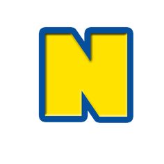 the letter n is blue and yellow