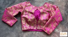 Pink brocade crop top with full sleeves Elegant Long Sleeve Padded Crop Top, Silk Long Sleeve Pink Sets, Pink Silk Long Sleeve Sets, Silk Long Sleeve Party Sets, Long Sleeve Party Tops For Festivals, Long Sleeve Tops For Party And Festivals, Silk Long Sleeve Blouse Piece For Wedding, Silk Long Sleeve Blouse For Wedding, Festive Brocade Choli