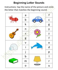 Circle the Beginning Sound Worksheets Letter Sounds Worksheets, Beginning Sounds Kindergarten, English Preschool, Sounds Worksheet, Sounds Activities, Alphabet Activities Kindergarten