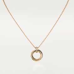 Cartier - Trinity necklace - Necklace Woman Gold/White gold/Pink gold - Trinity necklace, white gold 750/1000, rose gold 750/1000, yellow gold 750/1000, set with 5 brilliant-cut diamonds totaling 0.06 carats, rose gold 750/1000 chain. Width: 1.8 mm. Inner diameter: 13.4 mm. Trinity Necklace, Necklace Woman, Trinity Ring, Rose Gold Chain, Party Style, Sparkle Diamonds, Pendant Set, Party Fashion, Brilliant Cut Diamond