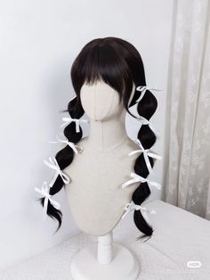 Harajuku Hair, Hair Stages, High Fashion Hair, Hair Acessories, Long Hair Tutorial, Cosplay Hair, Pigtail Braids, Hair Tips Video, Ribbon Hairstyle