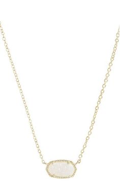 A glittering stone sparkles at the center of a mesmerizing, versatile pendant necklace. 15" length; 2" extender; 3/8"W x 5/8"L pendant Lobster clasp closure Drusy/14k-gold plate or rhodium plate Imported Elisa Pendant Necklace, Kendra Scott Necklace Elisa, Kendra Scott Elisa, Filigree Pendant Necklace, Preppy Jewelry, Kendra Scott Necklace, Coin Pendant Necklace, Jewelry Accessories Ideas, Filigree Pendant