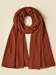 Rust Brown Casual   Polyester Plain Scarf,Hijab Embellished   Women Accessories Church Outfit Ideas, Brown Scarf, African Inspired, Trendy Fashion Women