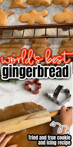 the cover of world's best gingerbread, with cookies and cookie cutters