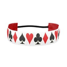 Spade, Diamond, Club, Heart Playing Card Suits in black and red. Heart Playing Card, Ace Aesthetic, Hearts Playing Cards, Card Suits, Athletic Headbands, Elastic Headbands, Playing Card, Hama Beads, Diamond Heart