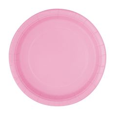 a pink paper plate on a white background