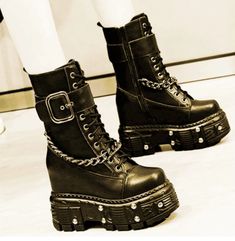 Punk Goth Military Ankle Boots Women on Storenvy Goth Shoes, Trendy Chic, Punk Girl, Punk Goth, High Quality Shoes, Online Fashion Stores, Womens Boots Ankle, Biker Boot, Alternative Fashion