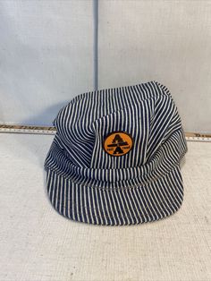 60s VTG Denim Hickory Stripe Engineer Hat Railroad Utility Cap USA A A Railroad. Super clean unworn. The hat and pin are from Arcade and Attica Railroad in Upstate NY. C1 Engineer Hat, Construction Hat, Hat Aesthetic, Upstate Ny, Super Clean, Clothing Ideas, A A, Work Wear, Engineering