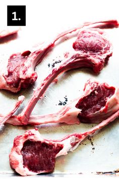 raw meat is being prepared on a cutting board