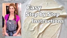 a woman in an apron is next to some food and the words easy step by step instructions