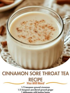 cinnamon sore throat tea recipe in a glass mug