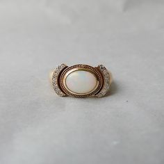 Aurora opal and diamond ring, opal and diamond ring, bezel opal ring, bezel ring, 14k gold opal ring, diamond accent ring Aurora Ring, Witch Ring, When The Sun Hits, Witch Rings, Opal Diamond Ring, Bling Ring, Golden Girl, Rose Yellow, Pretty Stuff