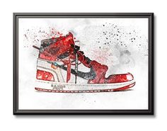 a watercolor painting of a pair of sneakers