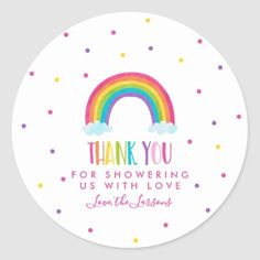 thank you for showering us with love and joy round stickers, rainbows