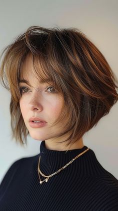 6 Simple Bob Hair Ideas for Everyday Wear Short Layered Haircuts For Thick Hair With Bangs, Womens Short Hairstyles For Round Faces, Short Haircut For Round Face Girl, Short Haircut Round Face Women, Cute Short Haircuts For Straight Hair, Short Hairstyle Women Round Face Bob Haircuts Thick Hair Straight, Short Haircut For Square Face, Short Hair Women Round Face, Cool Short Haircuts For Women