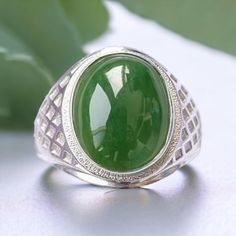 jade ring for men handmade ring statement ring art deco ring engagement ring anniversary ring wedding ring promise ring vintage ring promise ring groom ring gents ring dainty ring 925 sterling silver ring gemstone ring aaa quality ring stacking ring jade men ring march birthstone personalised ring for him This Jade Is Purely A Handmade Product Designed By Us At Our Work House Item Description Jewelry Type- Ring Gemstone- Jade Stone Color - 10x14 mm Gender- Men Material- 925 Sterling Silver Gemst Green Oval Signet Ring For Wedding, Oval Green Signet Ring For Wedding, Silver Jade Rings For Promise, Silver Jade Promise Ring, Elegant Silver Jade Ring, Elegant Jade Open Ring, Silver Jade Ring Fine Jewelry, Silver Jade Gemstone Rings, Jade Gemstone Silver Rings